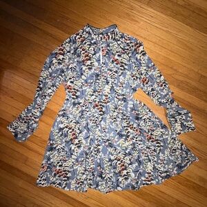 NWT Zara Floral Blue Mini Dress